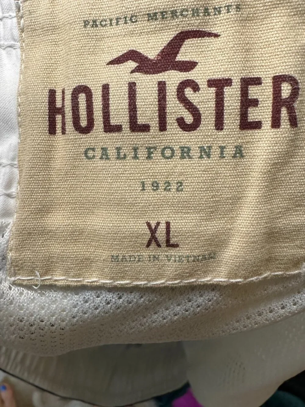 Hollister Men’s Swim Trunks Shorts Suit Plaid Blue White Drawstring Size XL